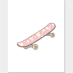 floral skateboard Posters and Art